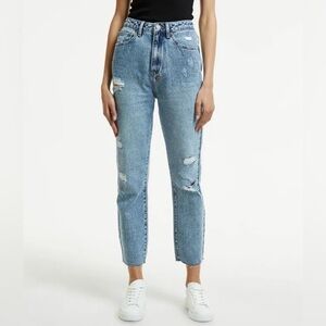 KSUBI Chlo Wasted Vibez Trashed Super High Rise Strait Leg Ankle Crop Jeans
